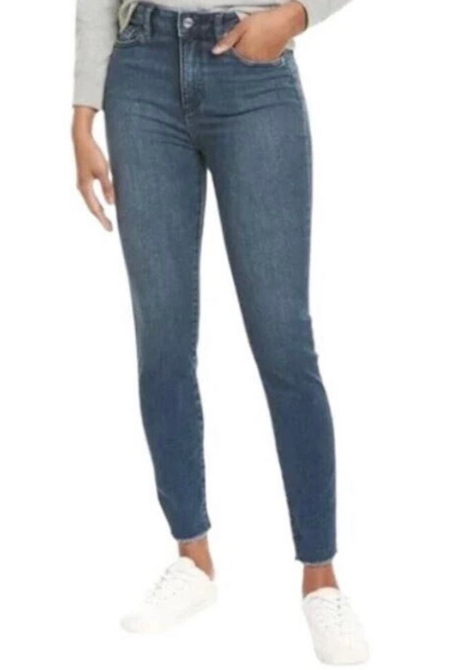 1 State Raw Hem Skinny Blue Jeans Size 28 MSRP $98